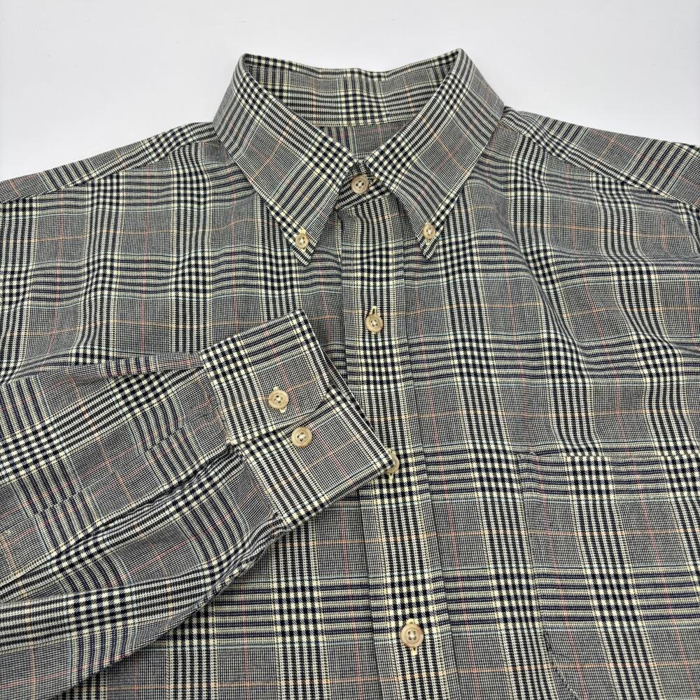 Viyella Mens Large Multicolor Plaid Cotton Wool Blend Button Down L/S Shirt